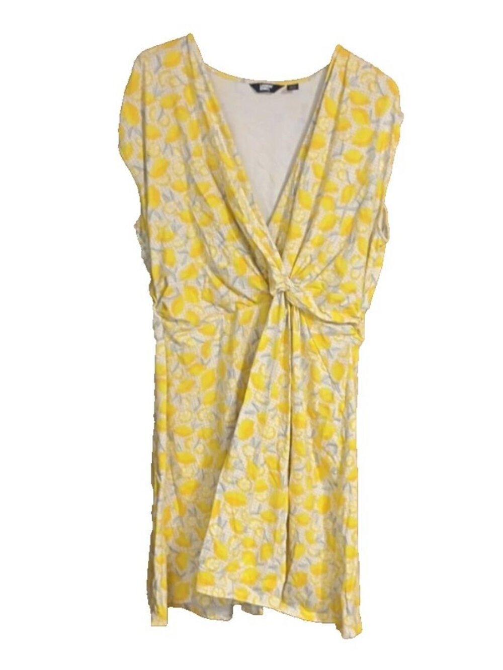 Land's End Twist Front Dress Lemon Print Size 2X